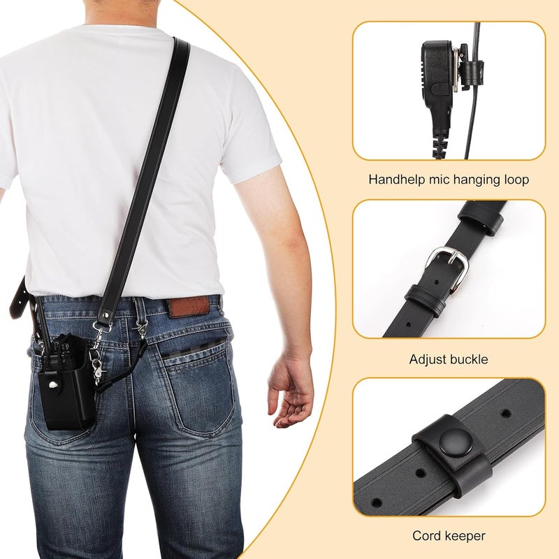 abcGoodefg Leather Radio Holster Set, Firefighter Radio Strap and Holder, Anti-sway Strap, Compatible with Motorola APX Series - for Firefighters, EMT, Police (Black) - Image 4